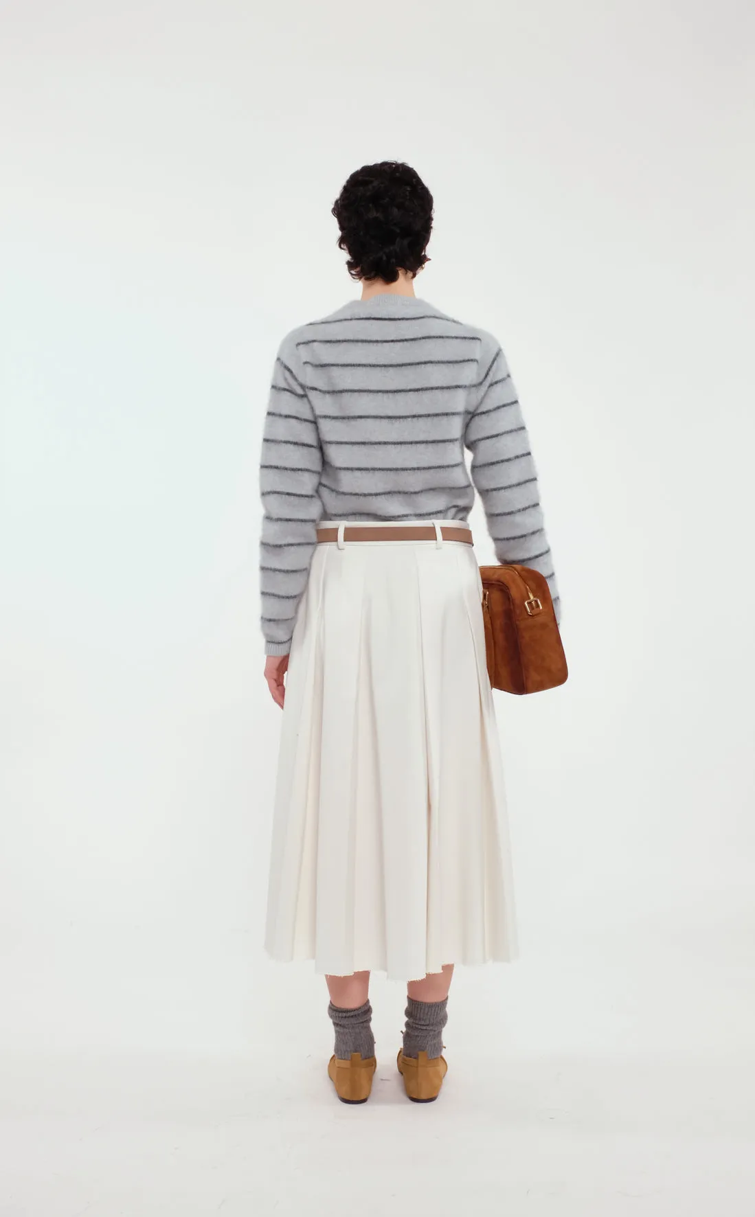 Light Blue Striped Long-Sleeve Sweater In Stretch Alpaca Wool sold by Tela product image thumbnail 4