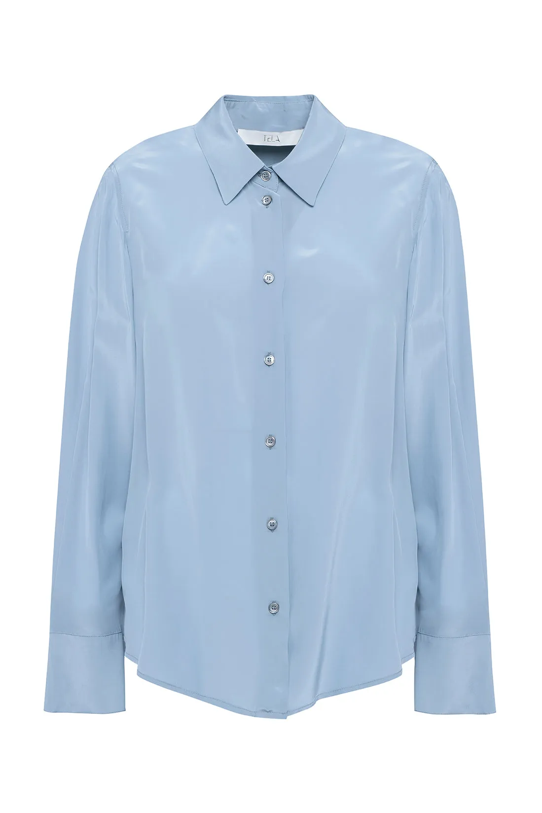 Long-Sleeved Light Blue Shirt In Fluid Viscose sold by Tela