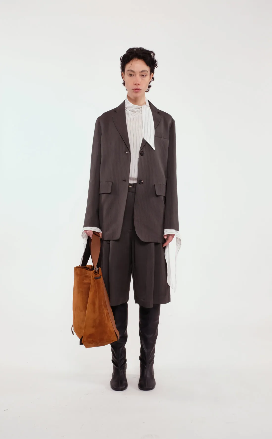 Graphite Herringbone Single-Breasted Blazer With Double-Button Closure sold by Tela product image thumbnail 3