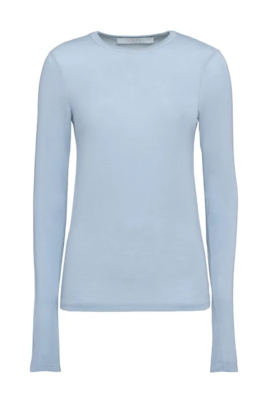 Light Blue Long-Sleeved Wool Jersey Top made by Tela