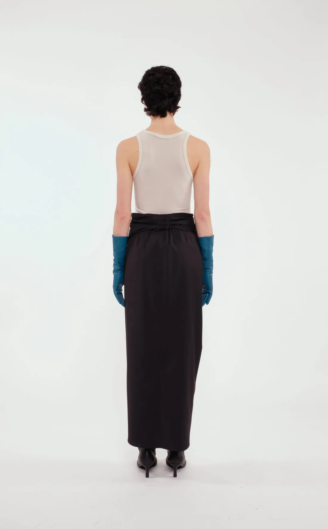 Long Black Skirt In Technical Wool With Gathered Details sold by Tela product image thumbnail 4