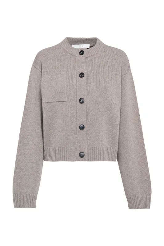 Carded Wool Cardigan With Front Buttoning Closure sold by Tela