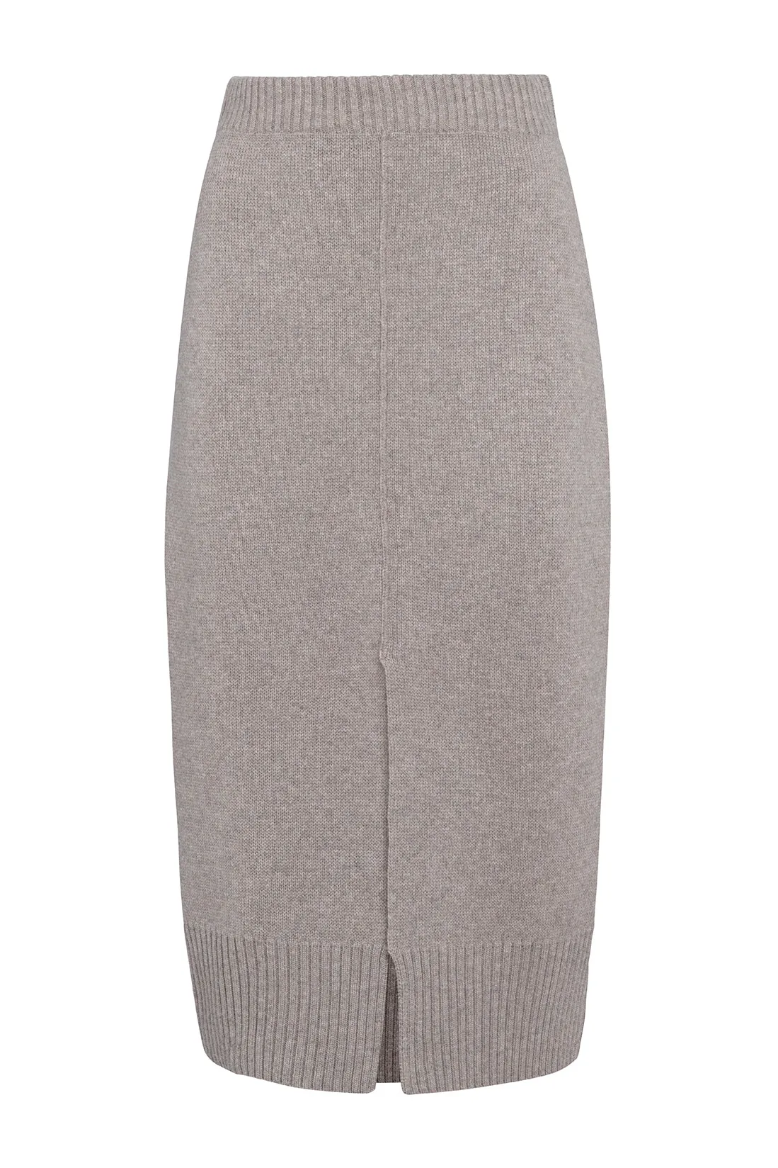 Midi Skirt In Carded Wool With Front Slit sold by Tela