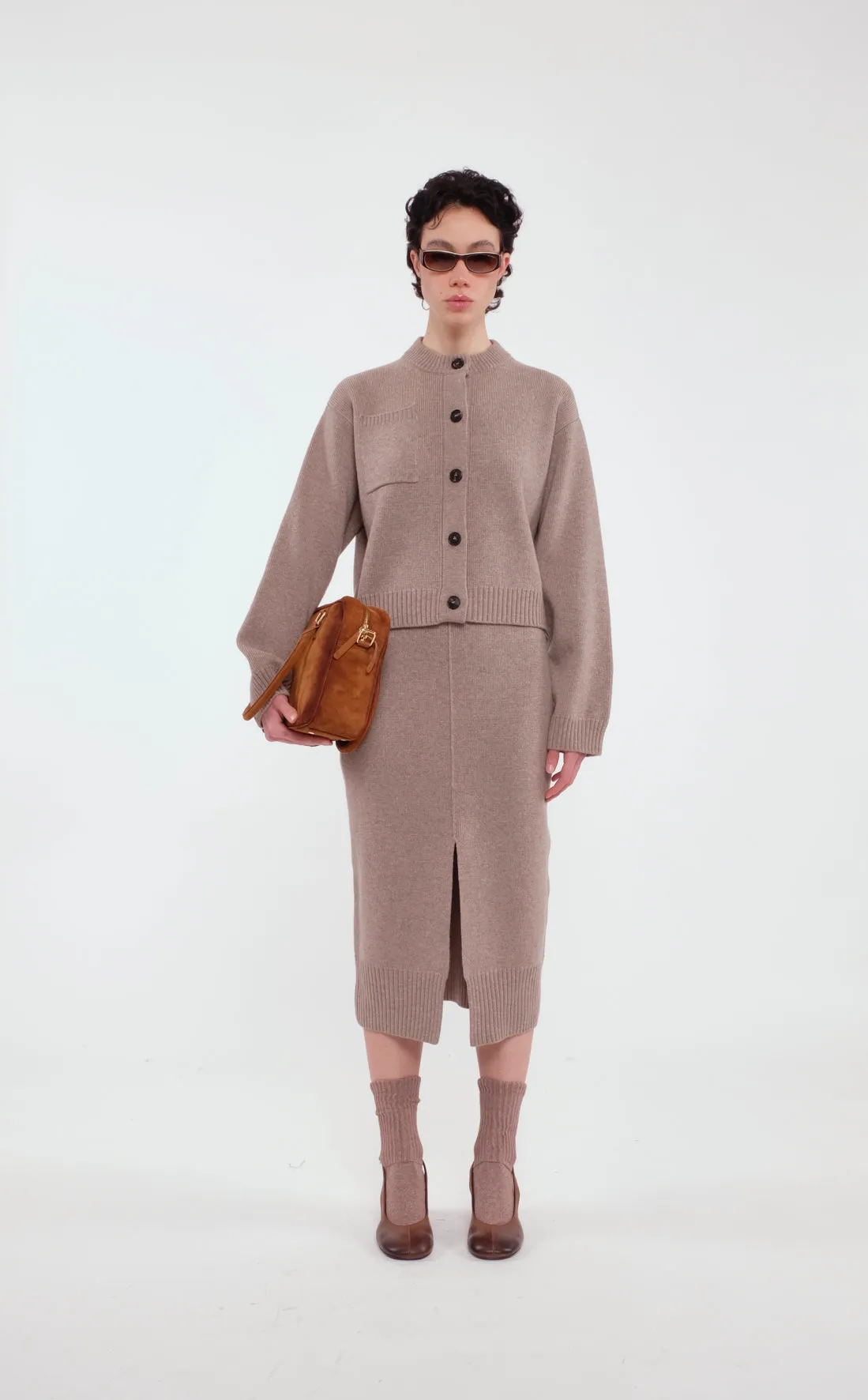 Midi Skirt In Carded Wool With Front Slit sold by Tela product image thumbnail 3