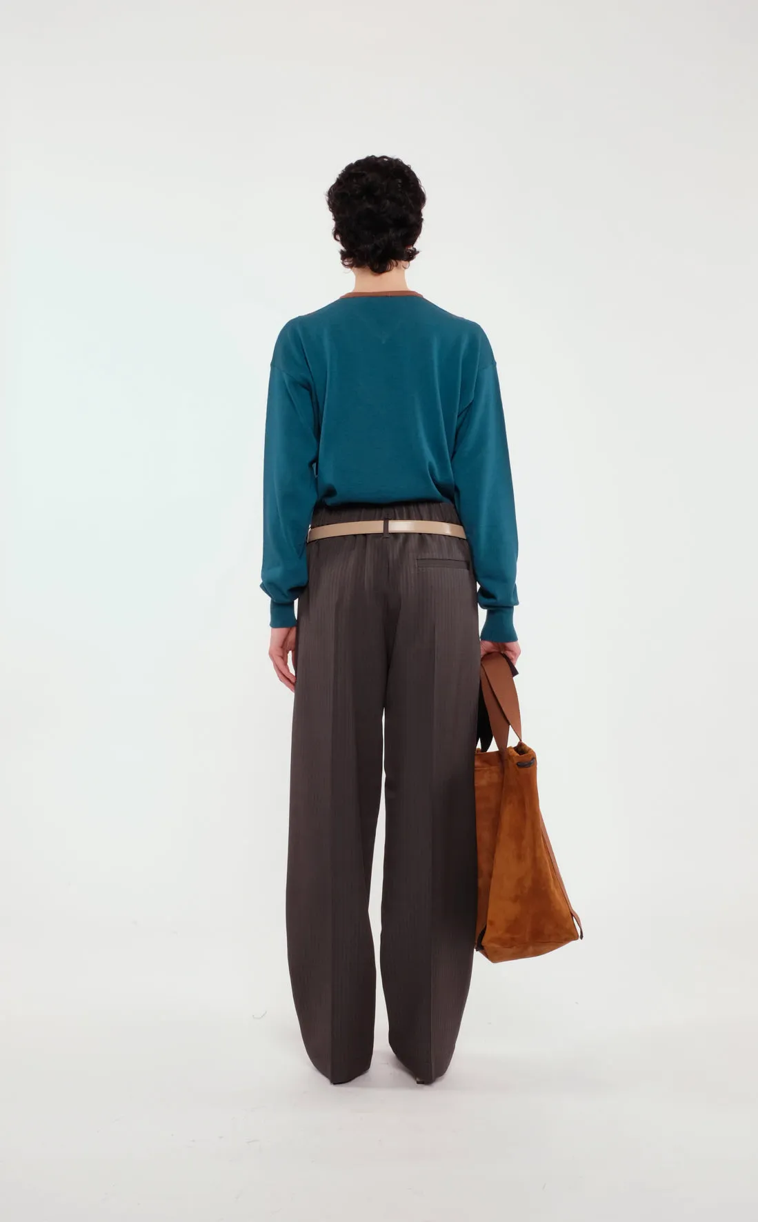 Two-Tone Patterned Merino Wool V-Neck Sweater sold by Tela product image thumbnail 4