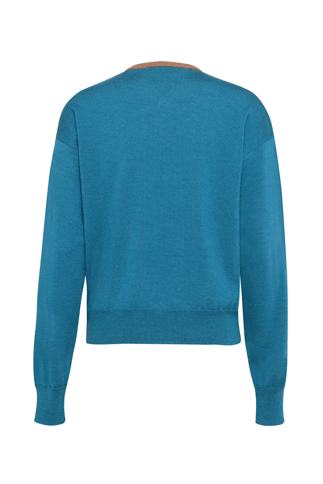 Two-Tone Patterned Merino Wool V-Neck Sweater sold by Tela product image thumbnail 2