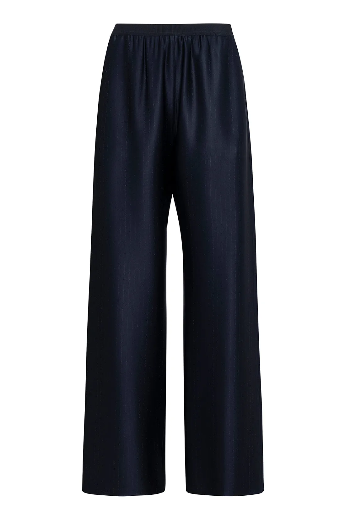 Fluid Pinstriped Blue Straight-Leg Trousers sold by Tela