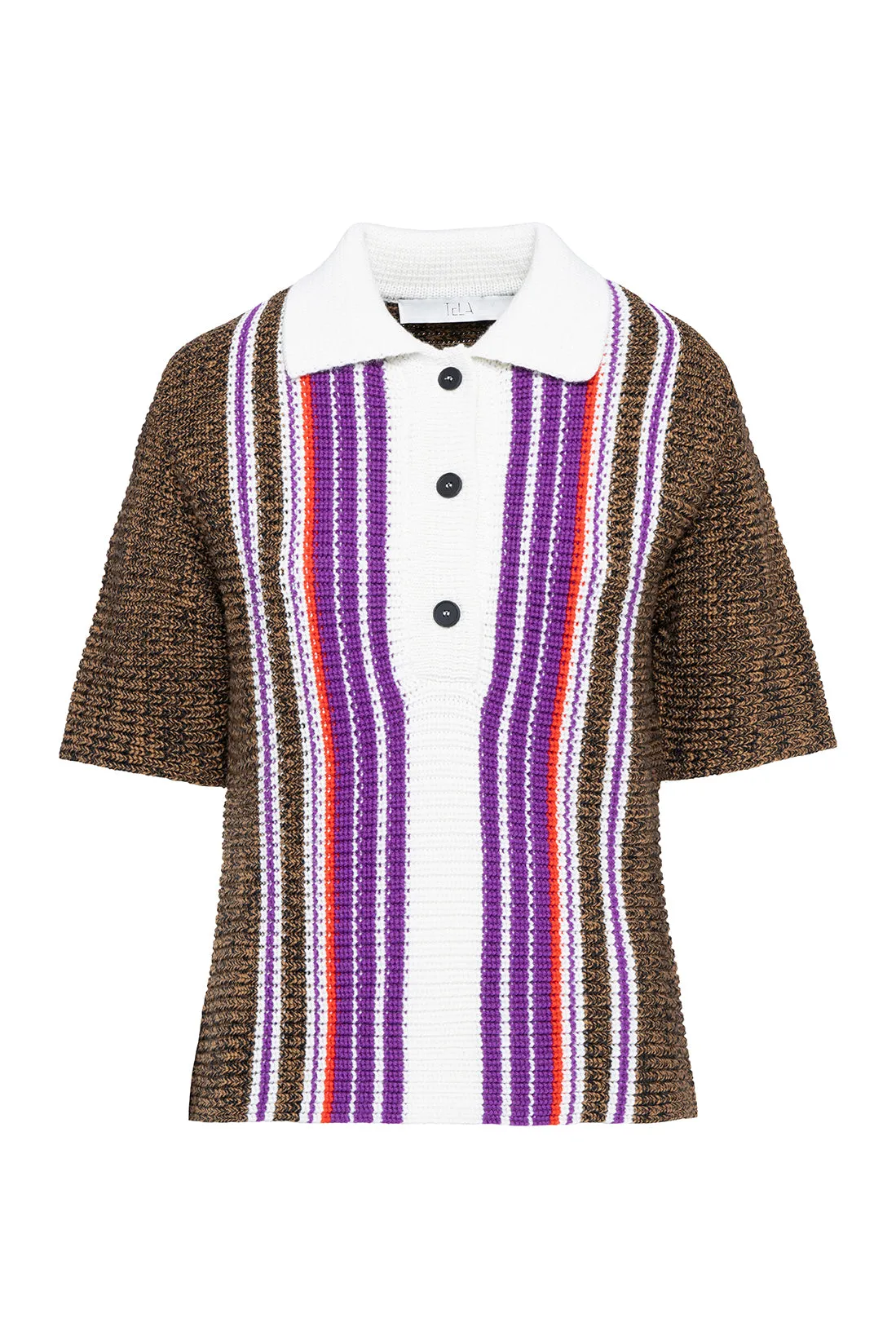 Multicolored Patterned Wool Polo T-Shirt sold by Tela