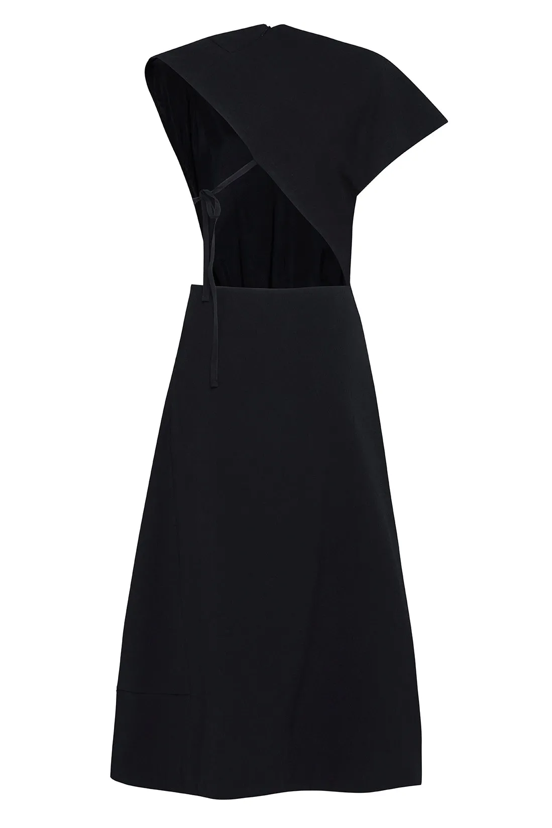 Sleeveless Long Cut-Out Asymmetric Dress In Twill sold by Tela product image thumbnail 2