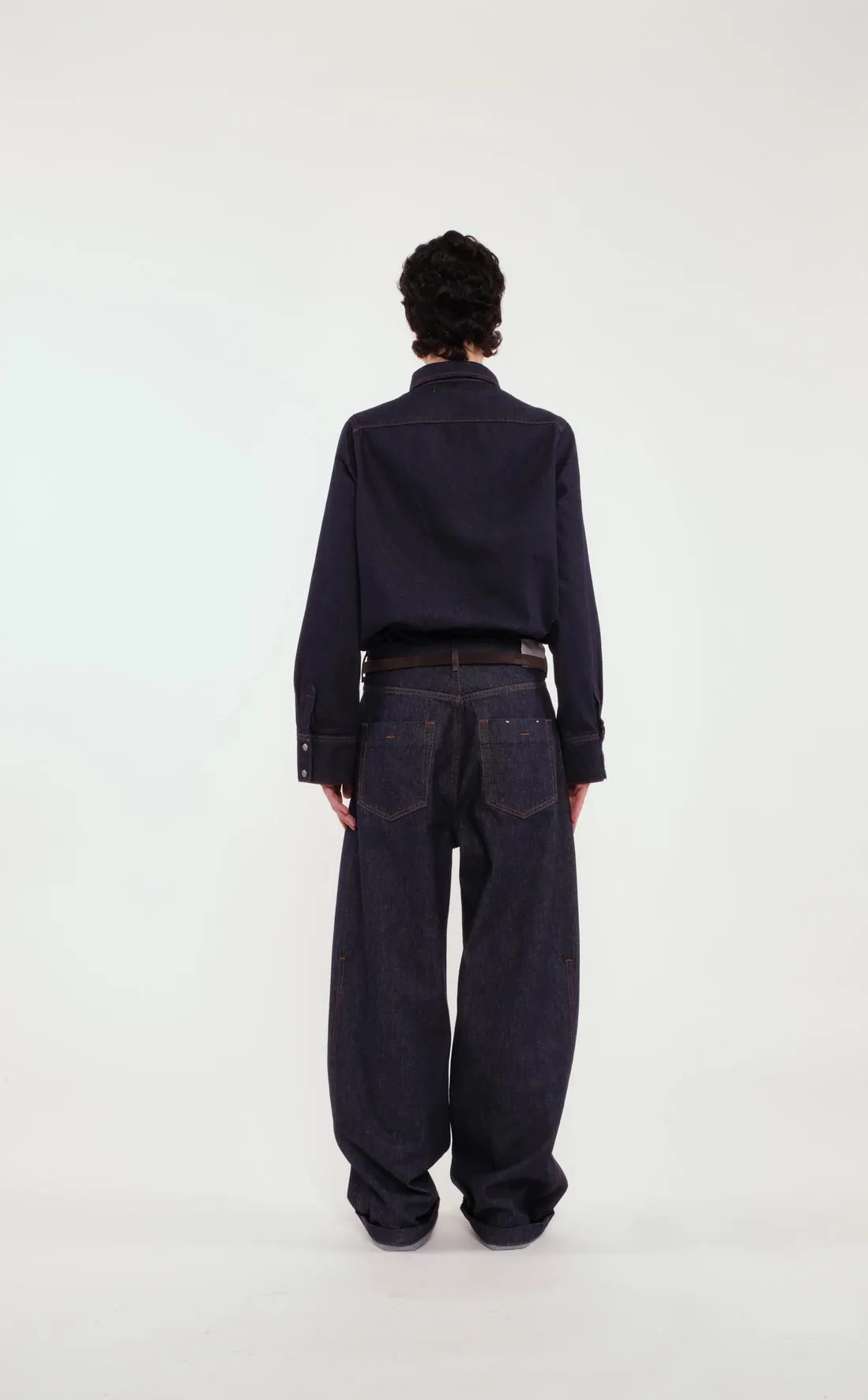 Dark Blue Denim Barrel Pants sold by Tela product image thumbnail 4