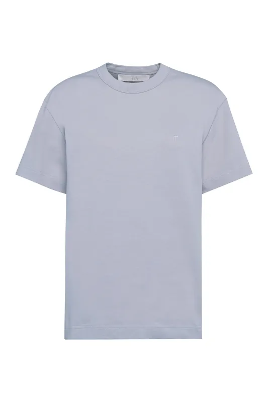 Powder Blue Cotton T-shirt With Embroidered Logo sold by Tela