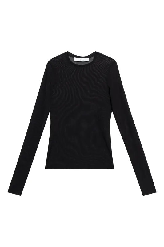 Black Long-Sleeved Tulle Top sold by Tela