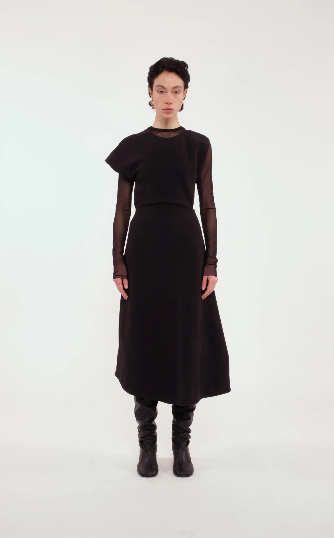 Black Long-Sleeved Tulle Top sold by Tela product image thumbnail 3