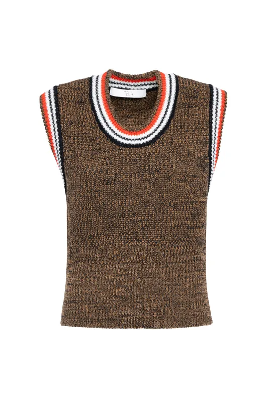 Brown Wool-Blend Vest sold by Tela