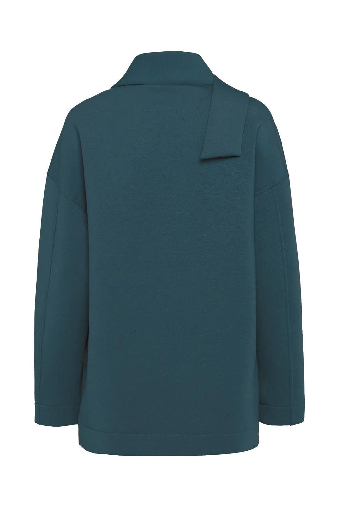 Soft Forest Green V-neck Sweatshirt With Scarf In Scuba Jersey sold by Tela product image thumbnail 2