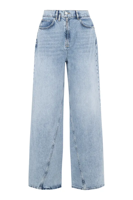 Wide Leg Jeans In Light Blue Denim sold by Tela