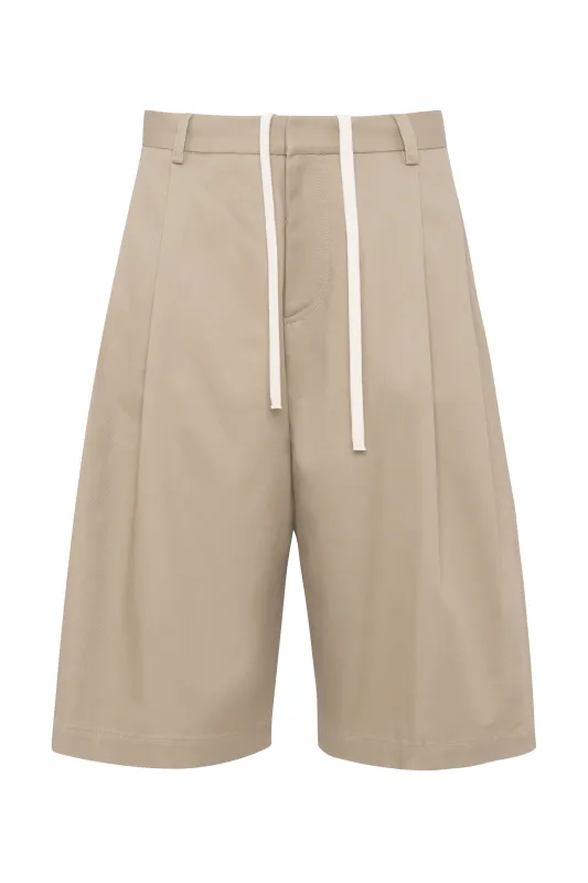 Elegant Cotton Gabardine Bermuda Shorts In Sand Color made by Tela