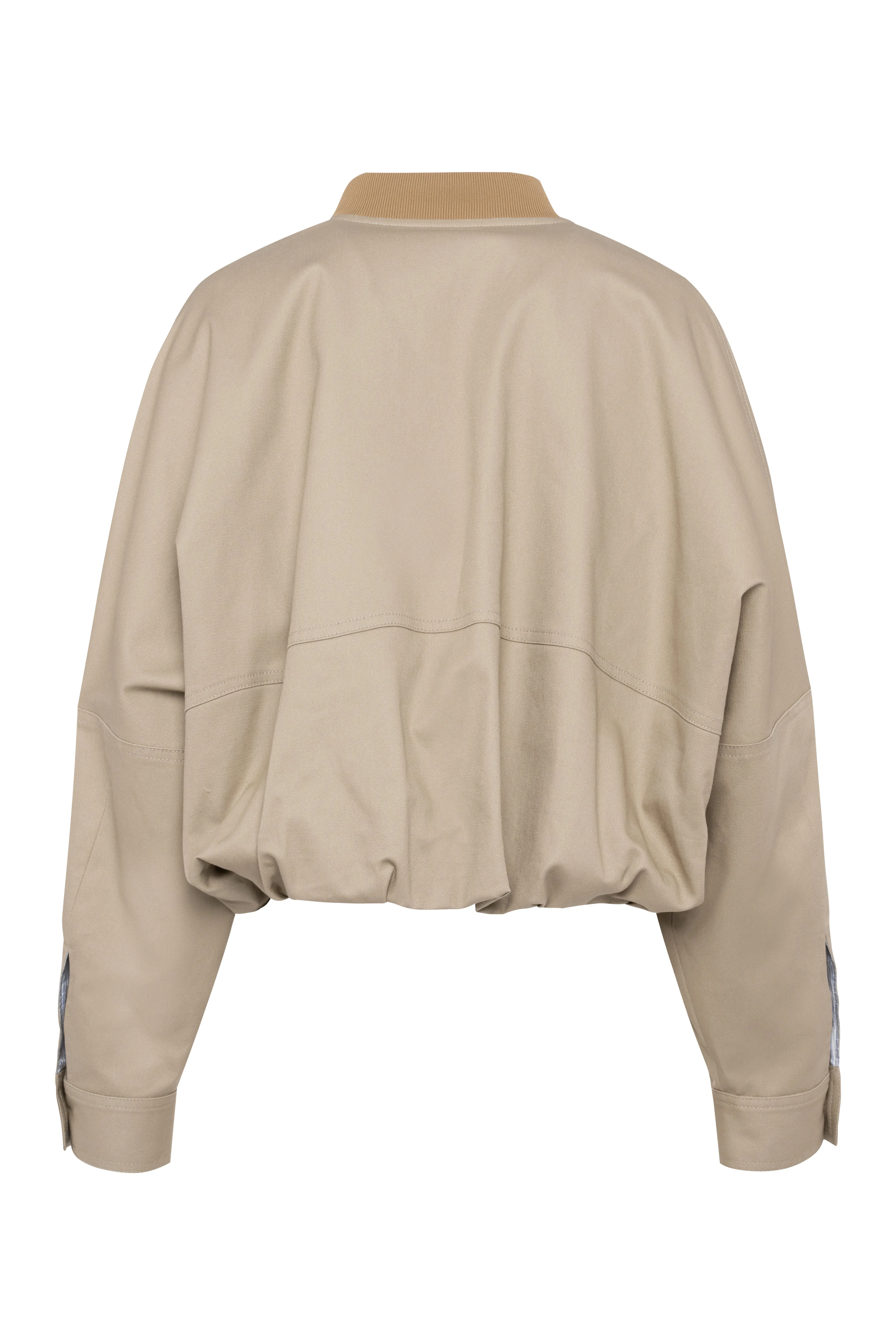 Cropped Ruched Cotton Jacket In Sand Color With Zipper sold by Tela product image thumbnail 2