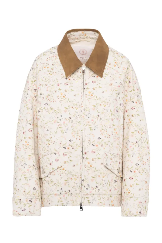 Floral Print Jacket With Zipper sold by Tela