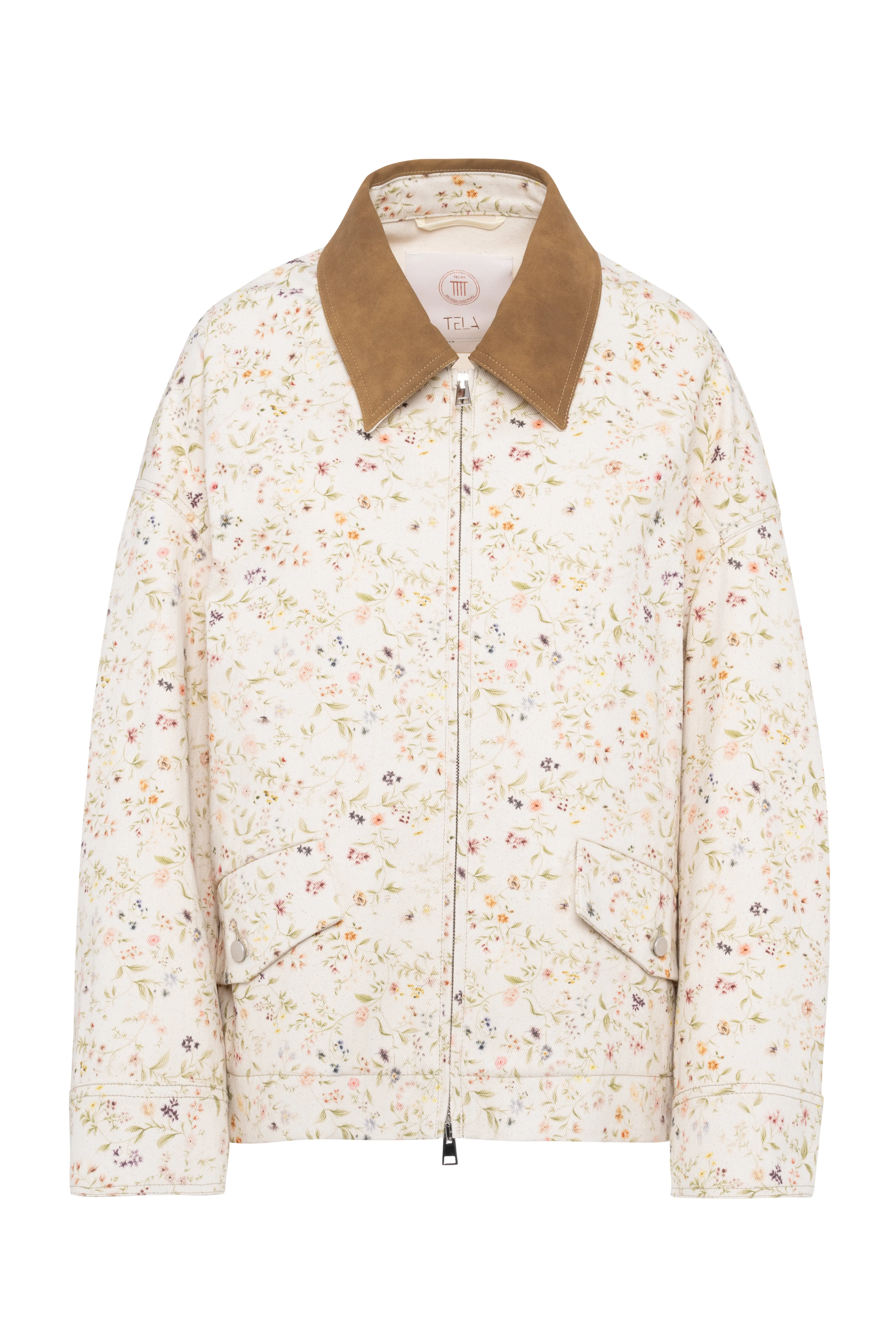 Floral Print Jacket With Zipper sold by Tela