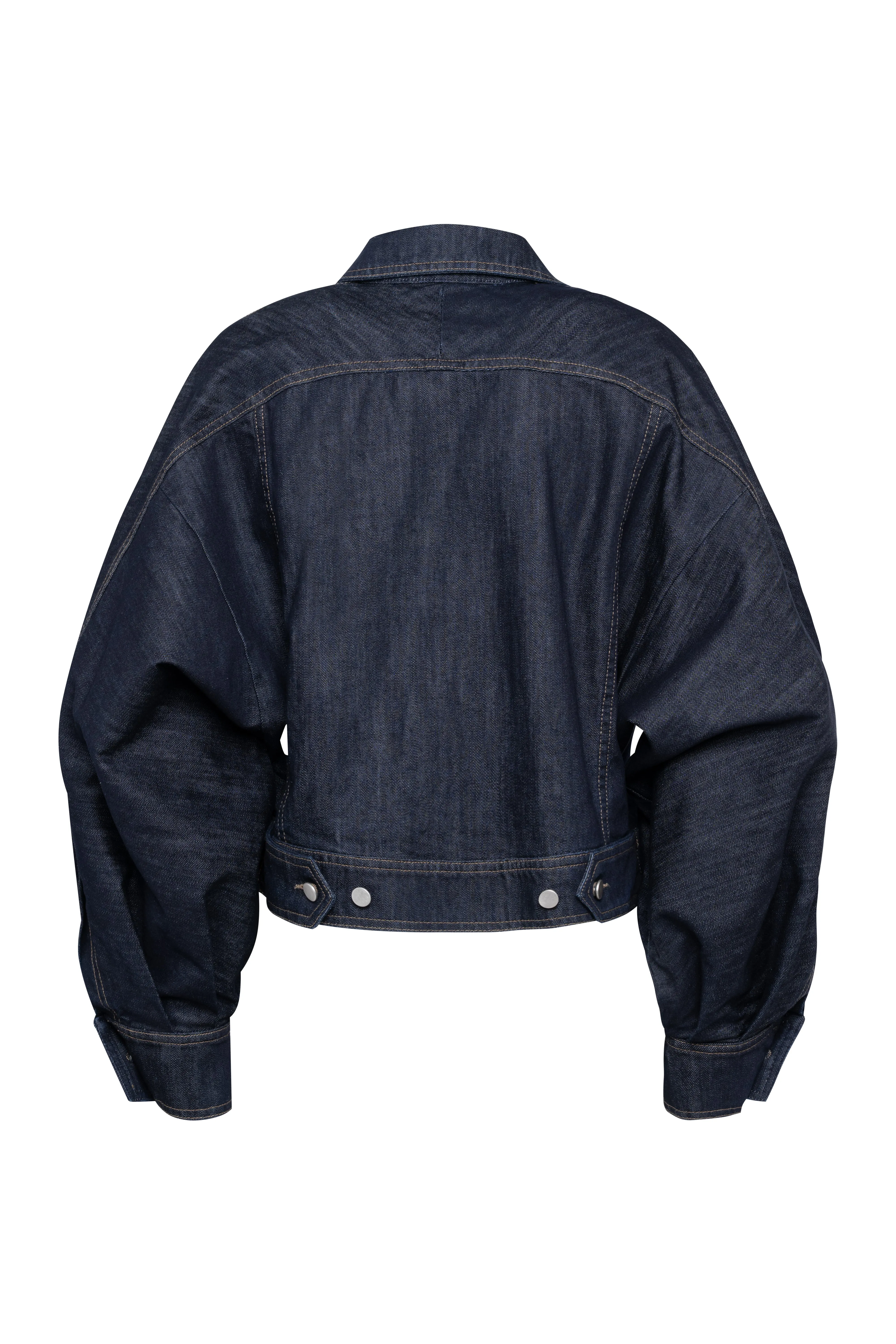 Dark Blue Denim Cropped Shirt Jacket sold by Tela product image thumbnail 2