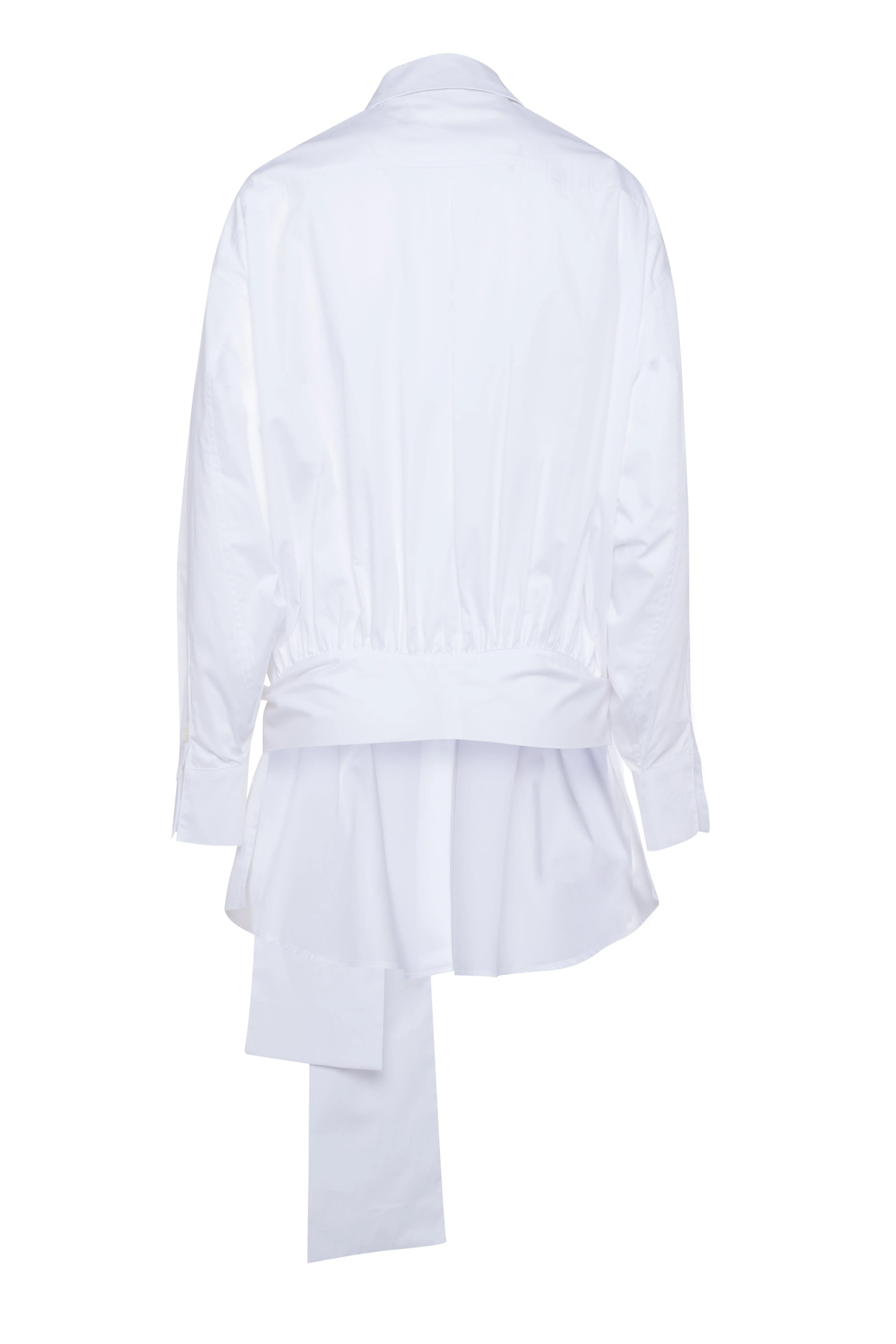 Long-Sleeve White Poplin Shirt With High-Low Hem sold by Tela product image thumbnail 2
