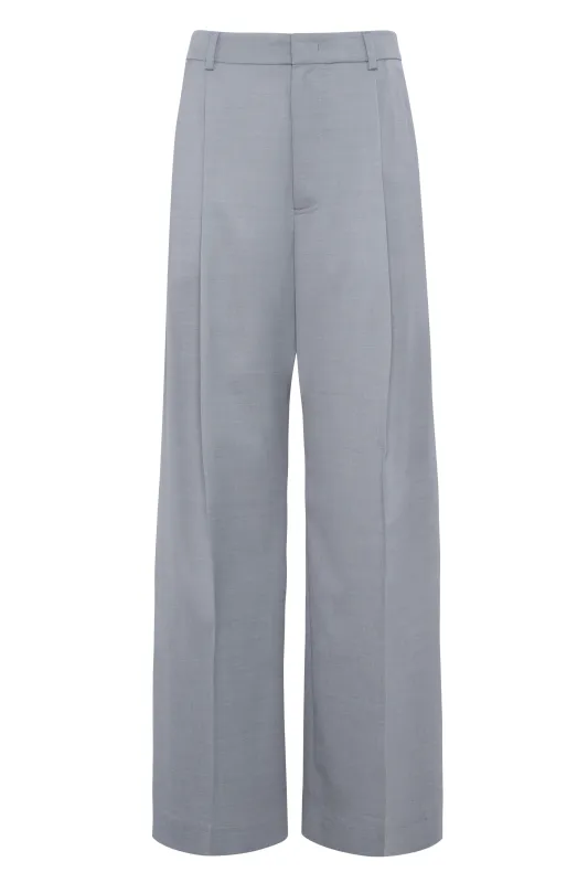Grey Elegant Wide-Leg Trousers In Cool Wool sold by Tela