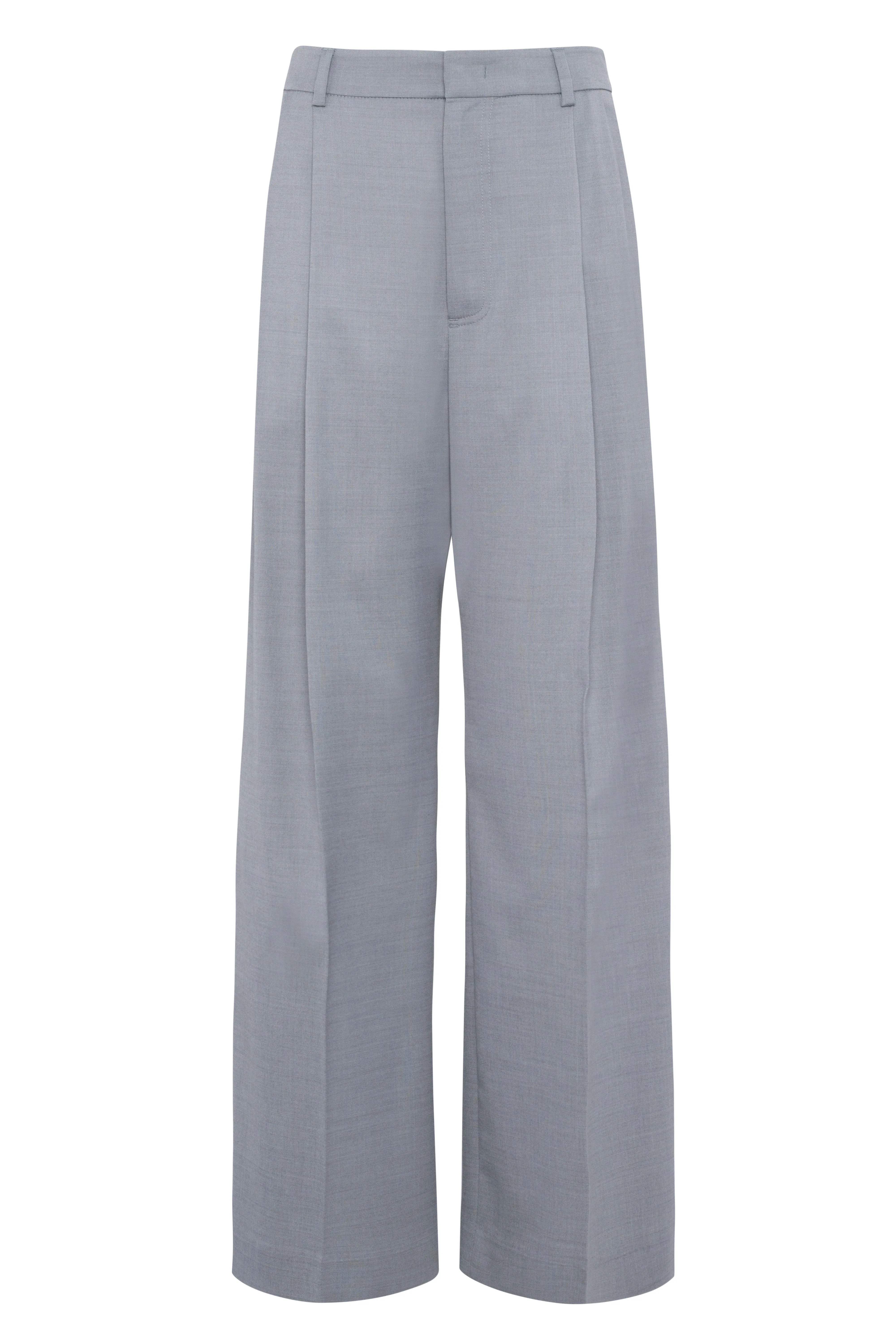 Grey Elegant Wide-Leg Trousers In Cool Wool sold by Tela