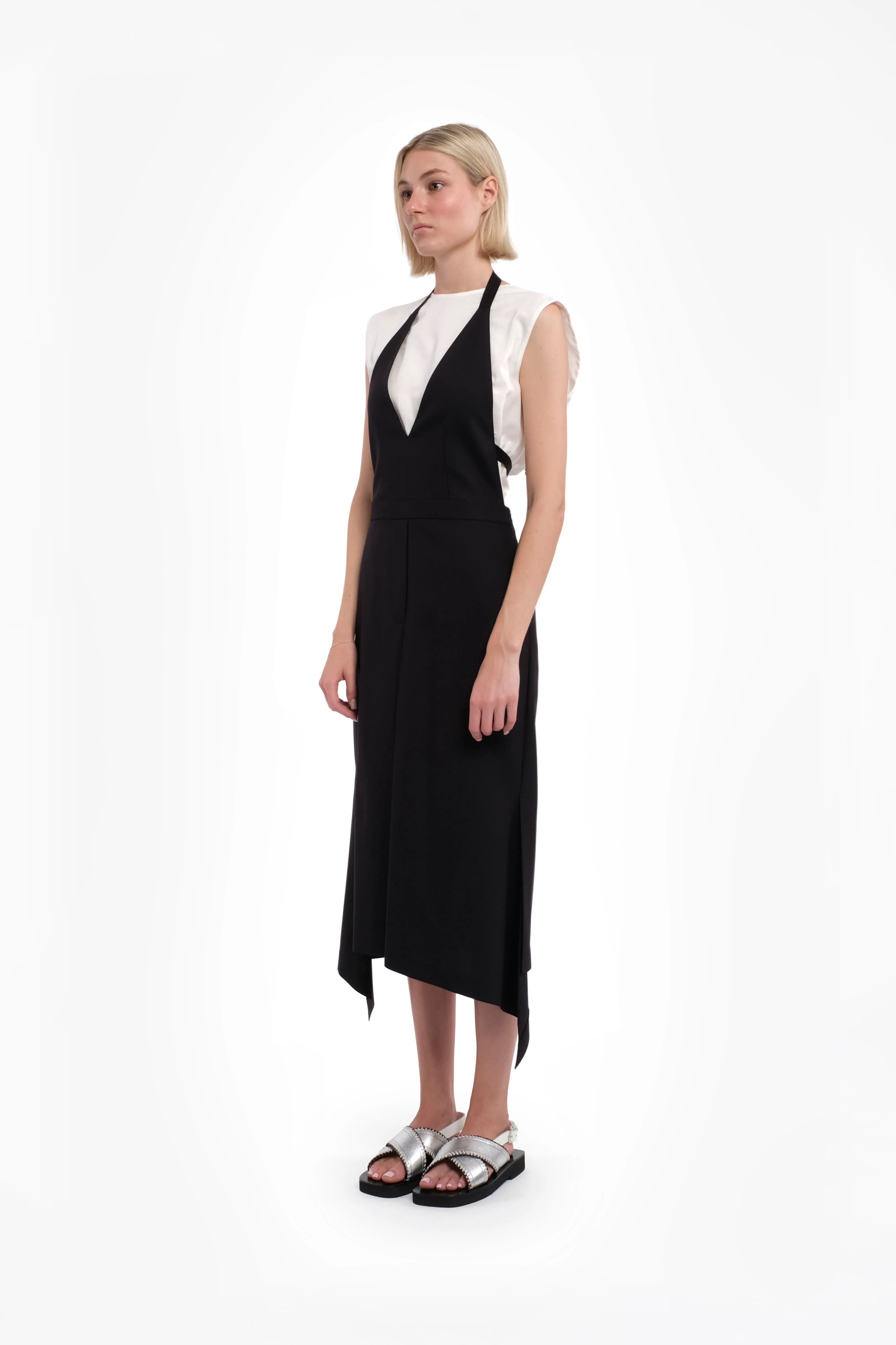 Black Sleeveless Midi Layered Dress With White Top sold by Tela product image thumbnail 3