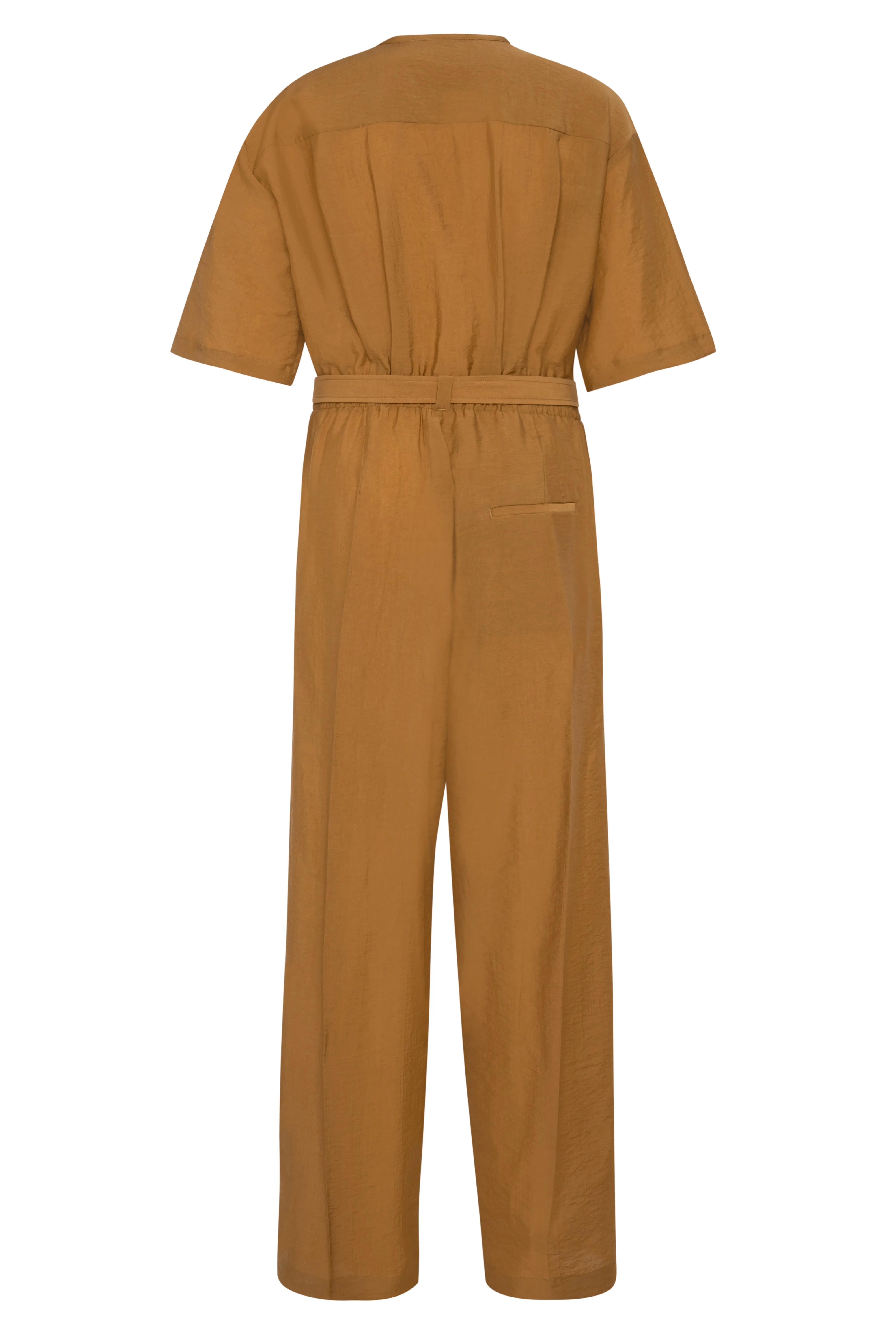 Short-Sleeve Mustard Tencel Long Jumpsuit sold by Tela product image thumbnail 2