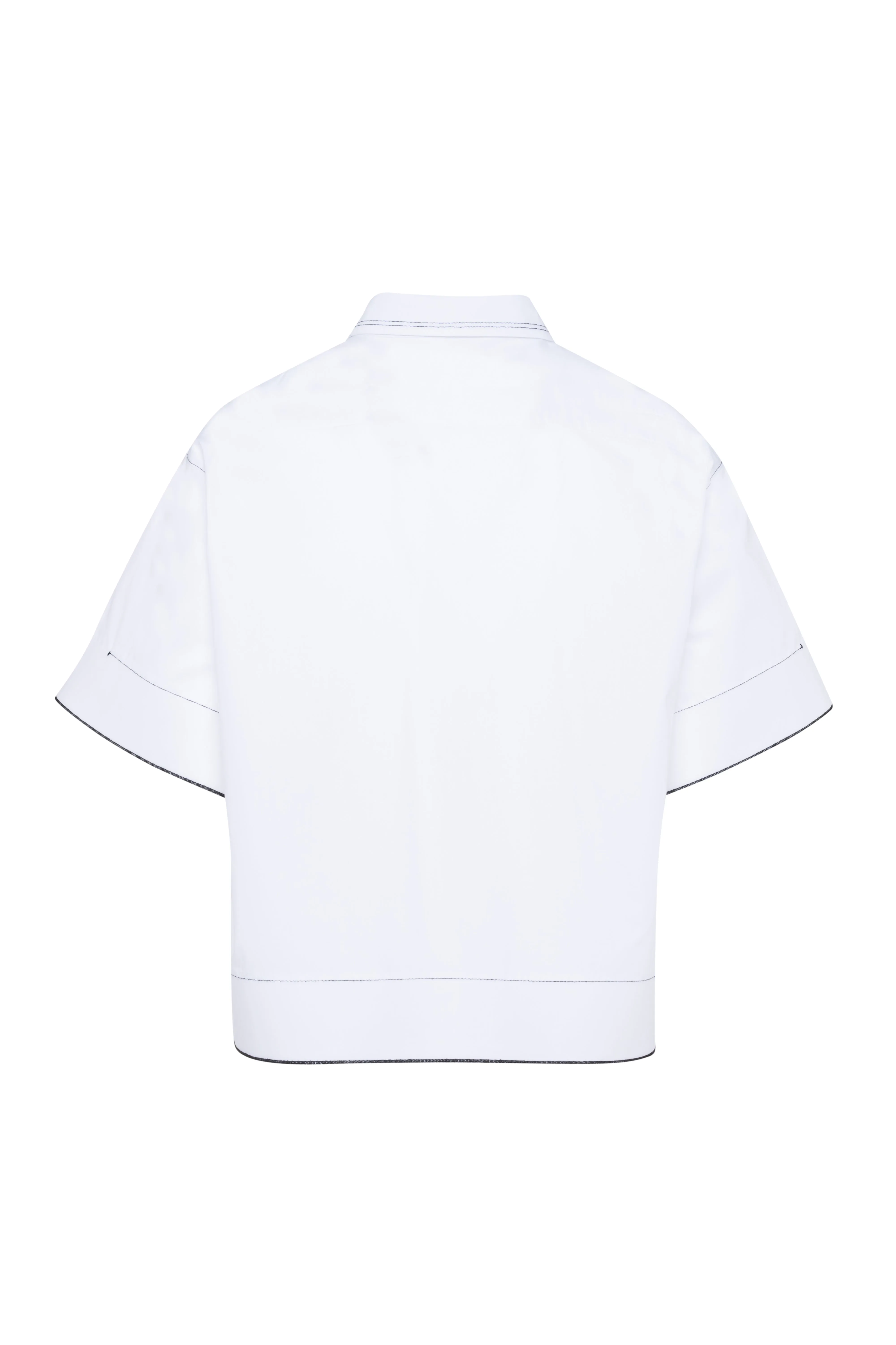 Short-Sleeve White Poplin Polo Shirt With Front Stripes sold by Tela product image thumbnail 2