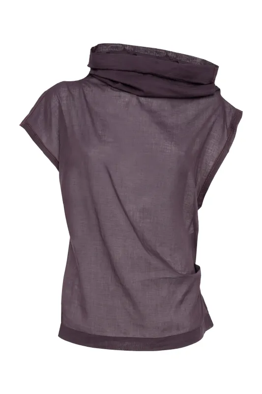 Short-Sleeve Plum Sheer Muslin Top made by Tela