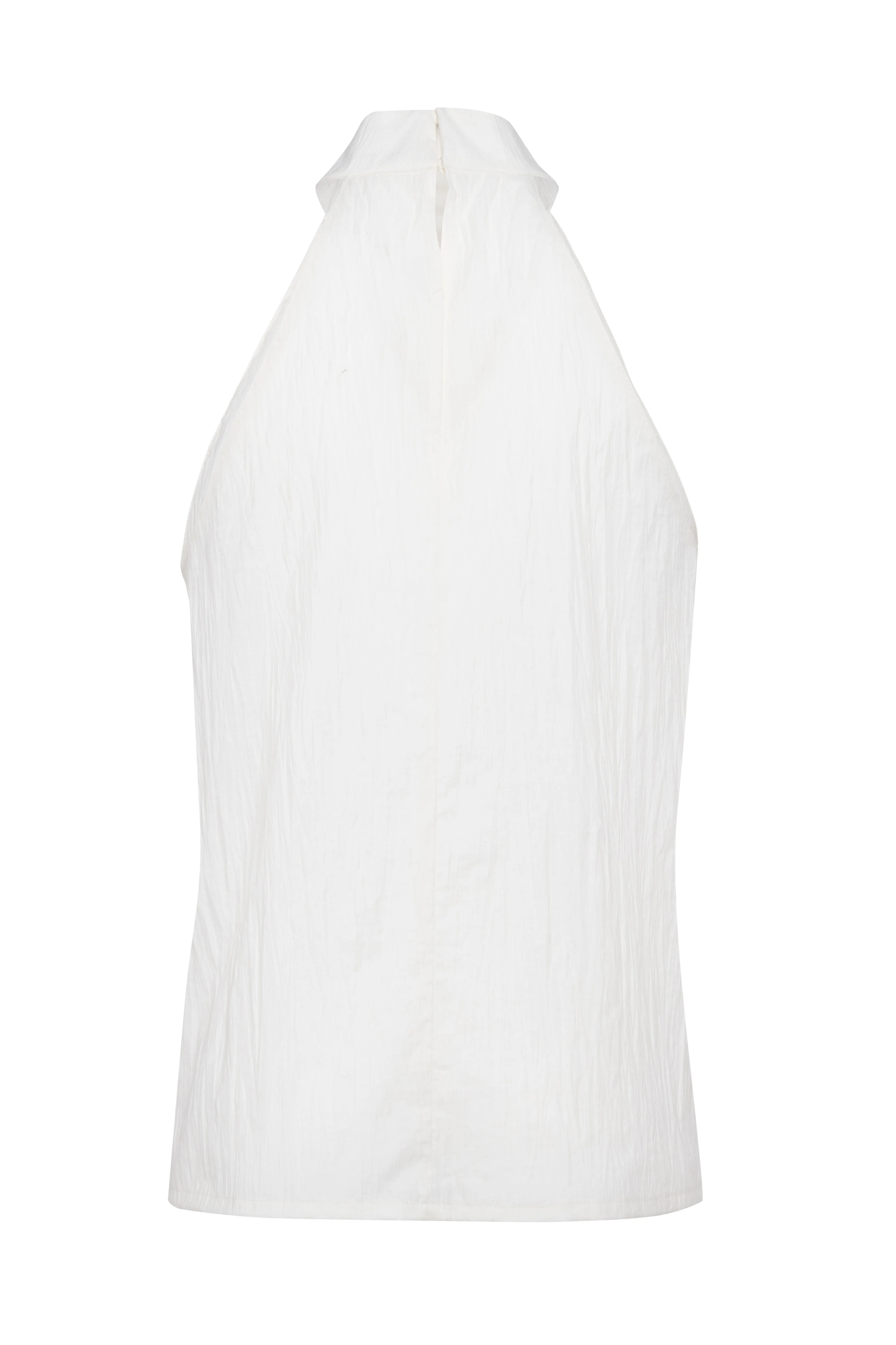 White Halter Tank Top In Crinkled Cotton sold by Tela product image thumbnail 2