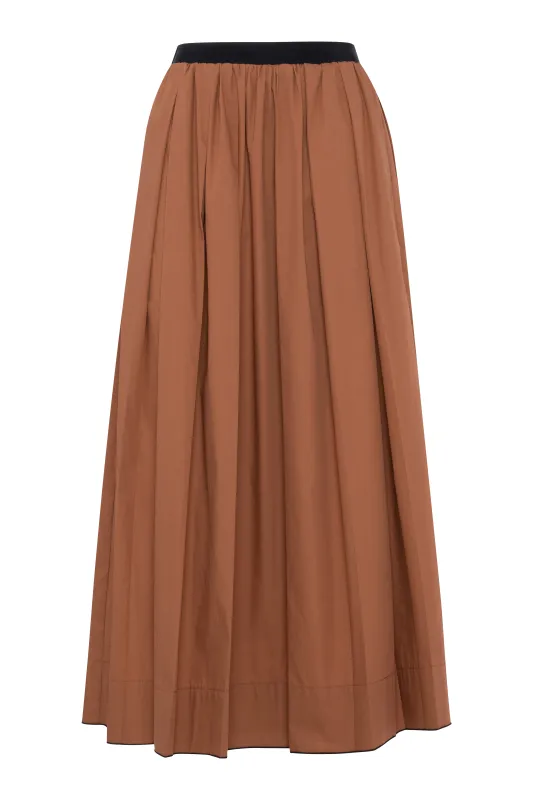 Terracotta Maxi Pleated Cotton Poplin Skirt made by Tela