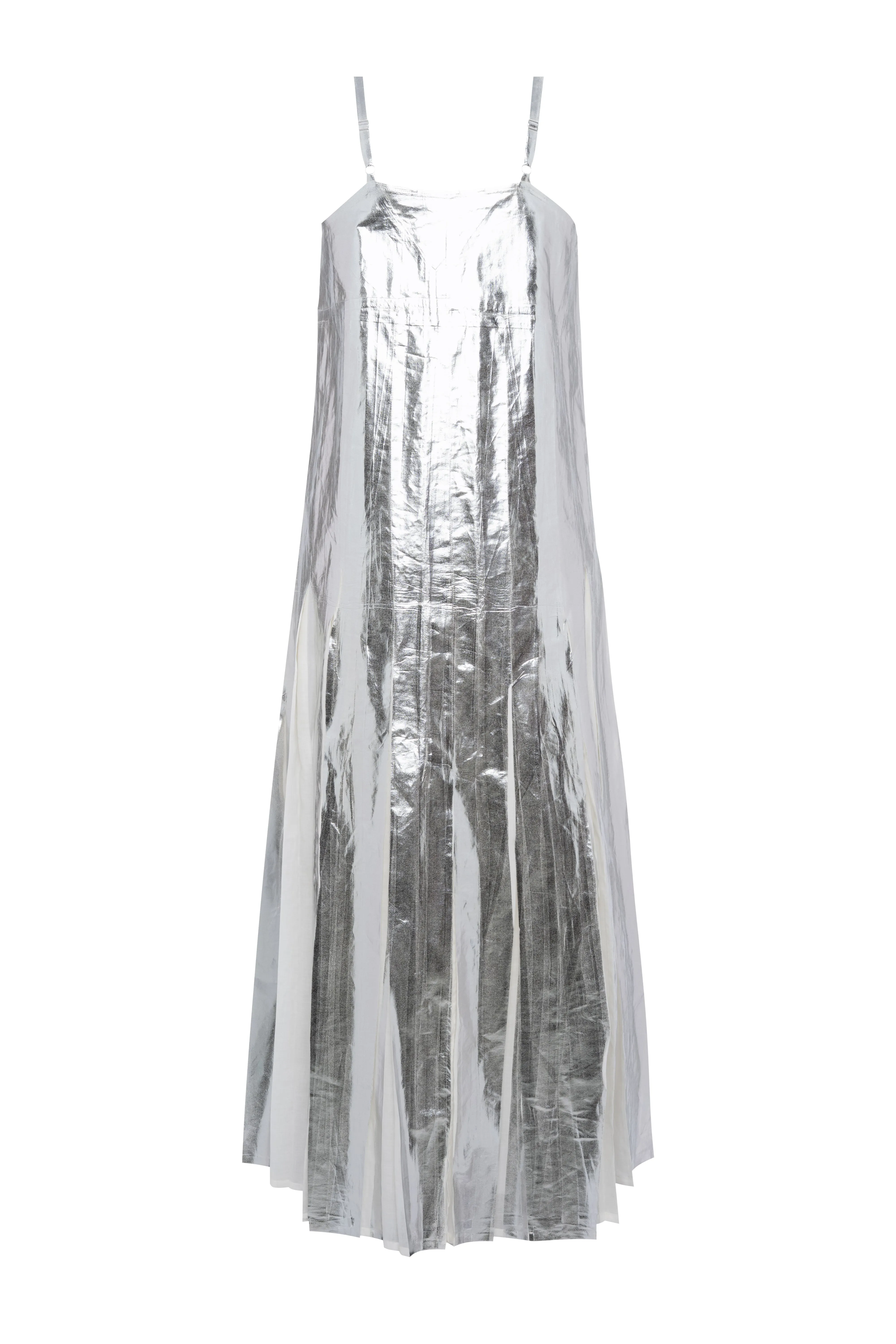 Sleeveless Maxi Dress In Silver Laminated Muslin sold by Tela product image thumbnail 2