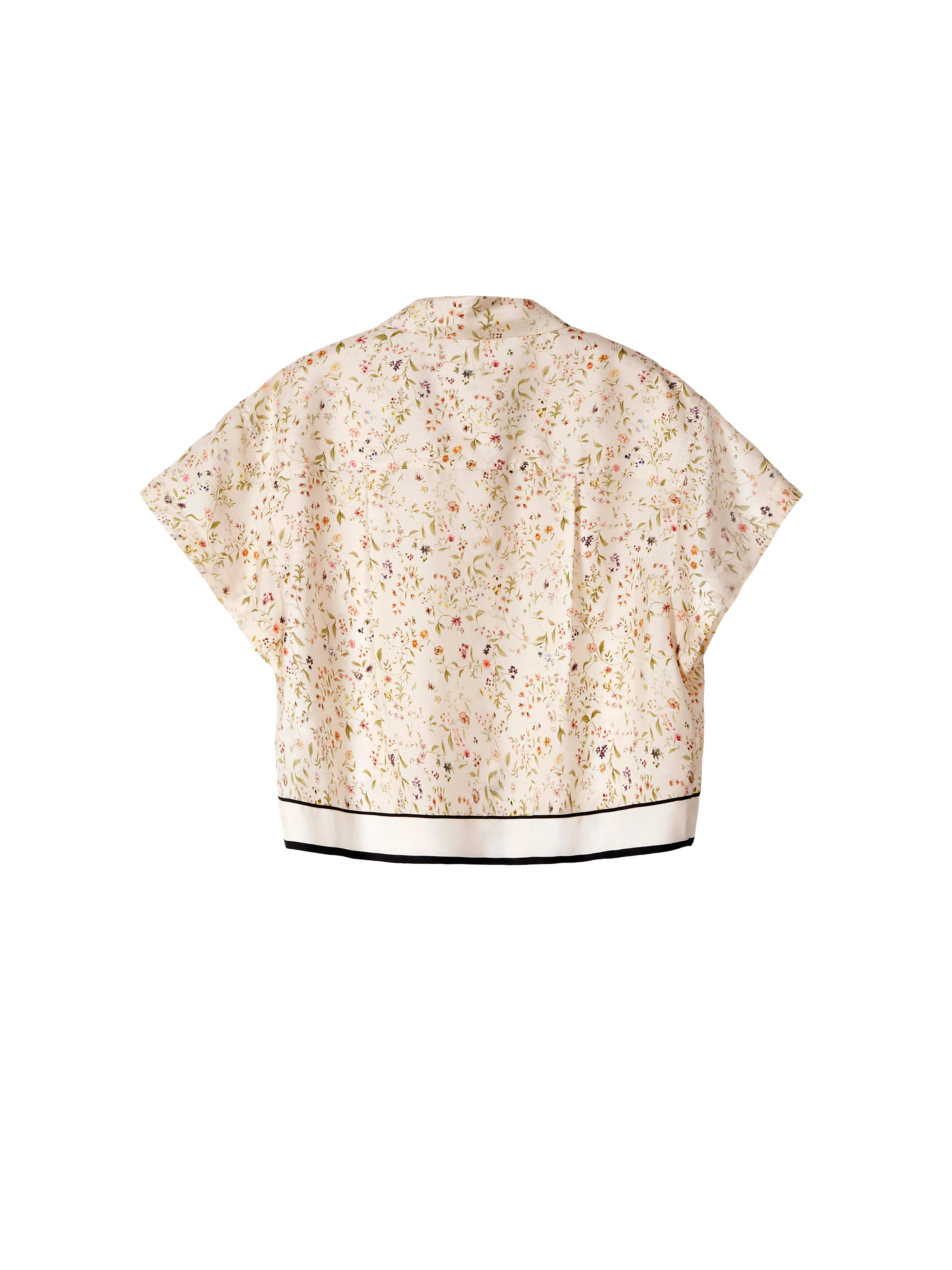 Floral Print Short Sleeve Silk Shirt With Front Buttons sold by Tela product image thumbnail 2