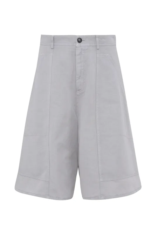 Light Grey Linen-Cotton Bermuda Shorts made by Tela
