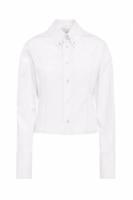 White Cropped Long-Sleeve Shirt made by Tela