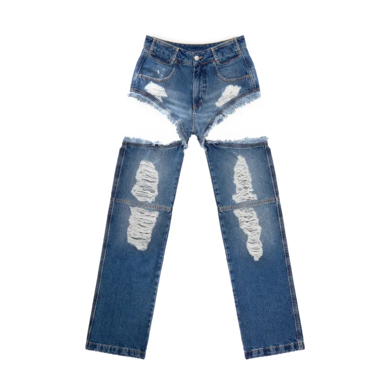 Thigh Hole Jean - Distressed Blue sold by Telfar
