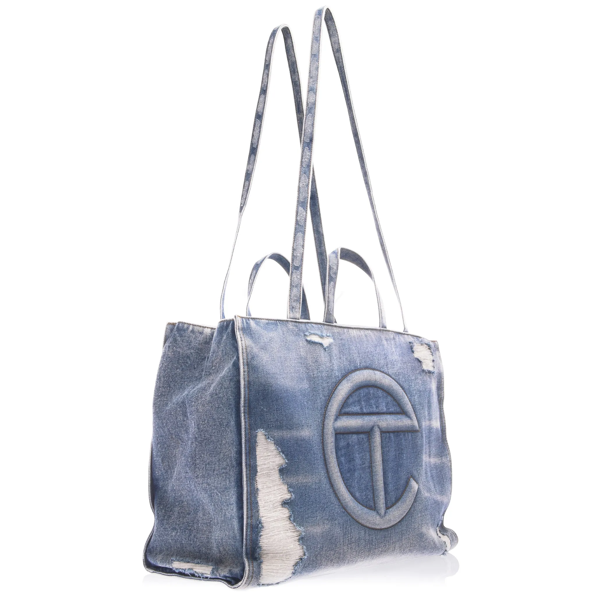 Large Denim Shopper - Distressed Blue sold by Telfar product image thumbnail 2