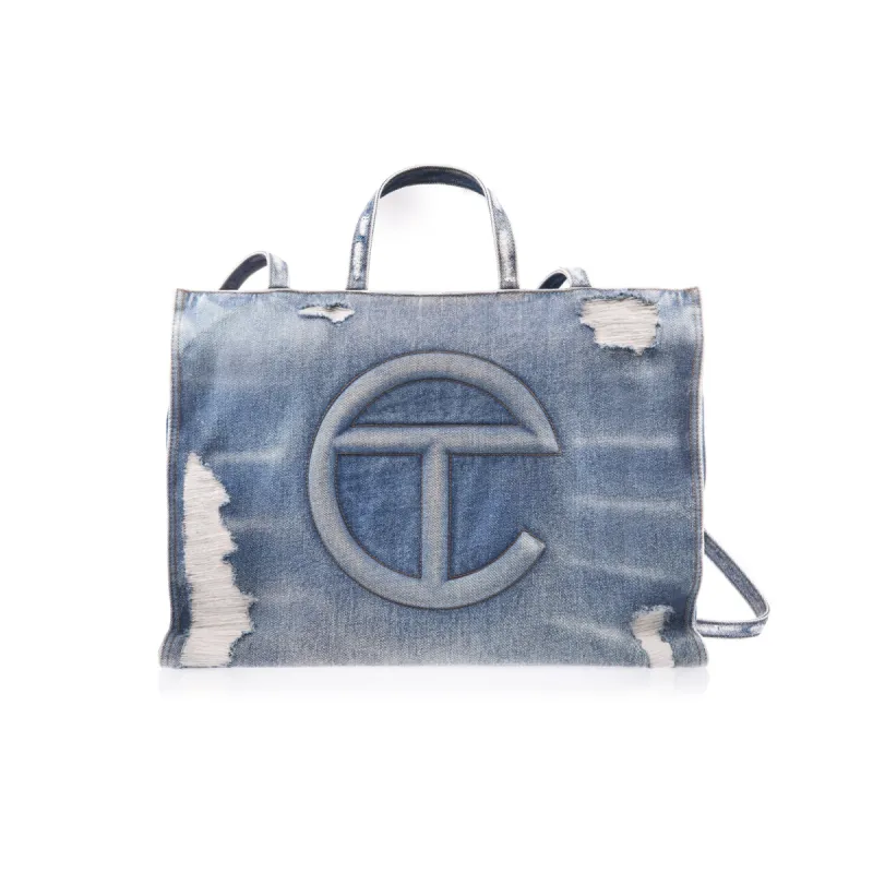 Large Denim Shopper - Distressed Blue sold by Telfar