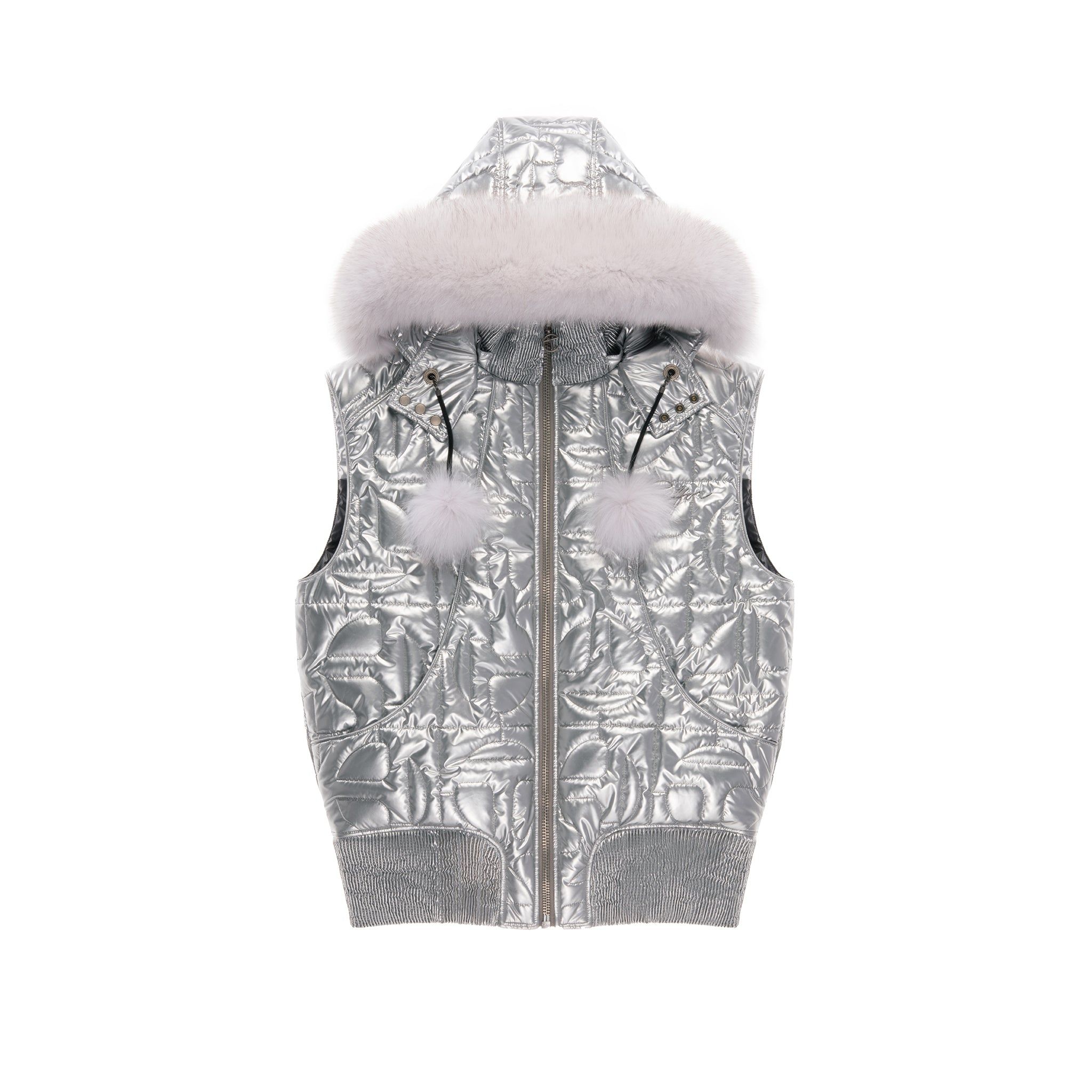 Moose Knuckles x Telfar Quilted Bomber Vest - Silver/Fox sold by Telfar