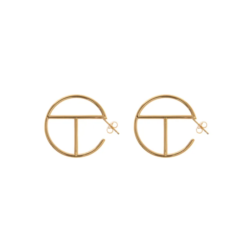 Medium Logo Hoop Earring - Gold made by Telfar
