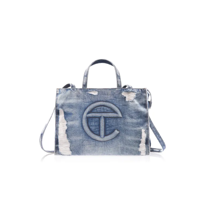 Medium Denim Shopper - Distressed Blue sold by Telfar