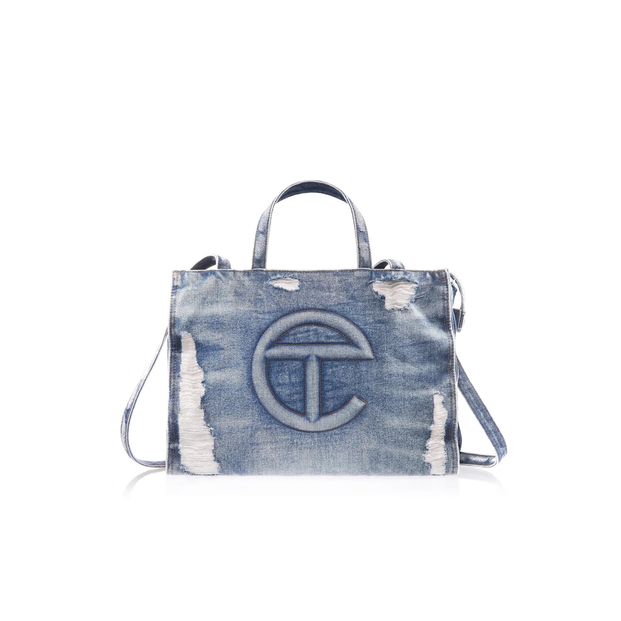 Medium Denim Shopper - Distressed Blue sold by Telfar