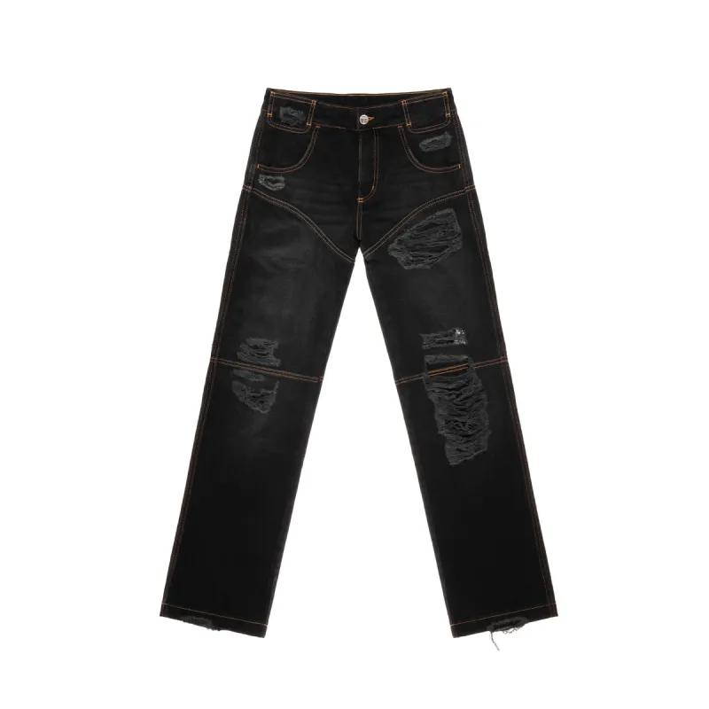 Straight Leg Jean - Distressed Black sold by Telfar