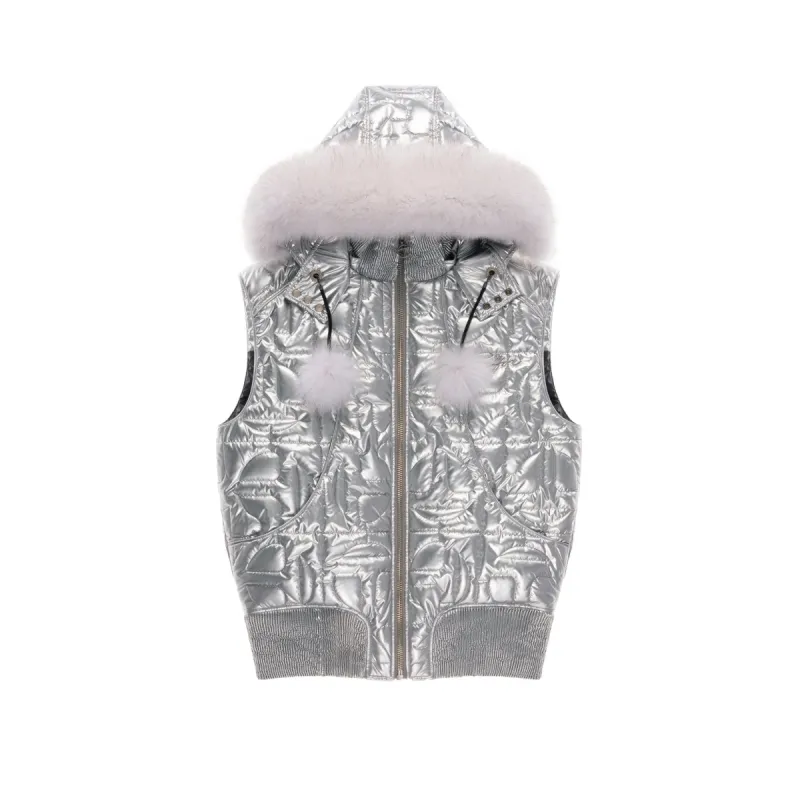 Moose Knuckles x Telfar Quilted Bomber Vest - Silver/Fox made by Moose Knuckles