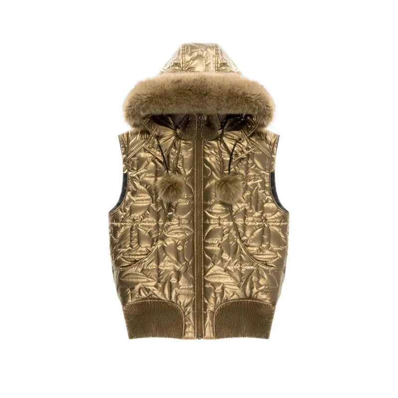 Moose Knuckles x Telfar Quilted Bomber Vest - Gold/Fox made by Moose Knuckles