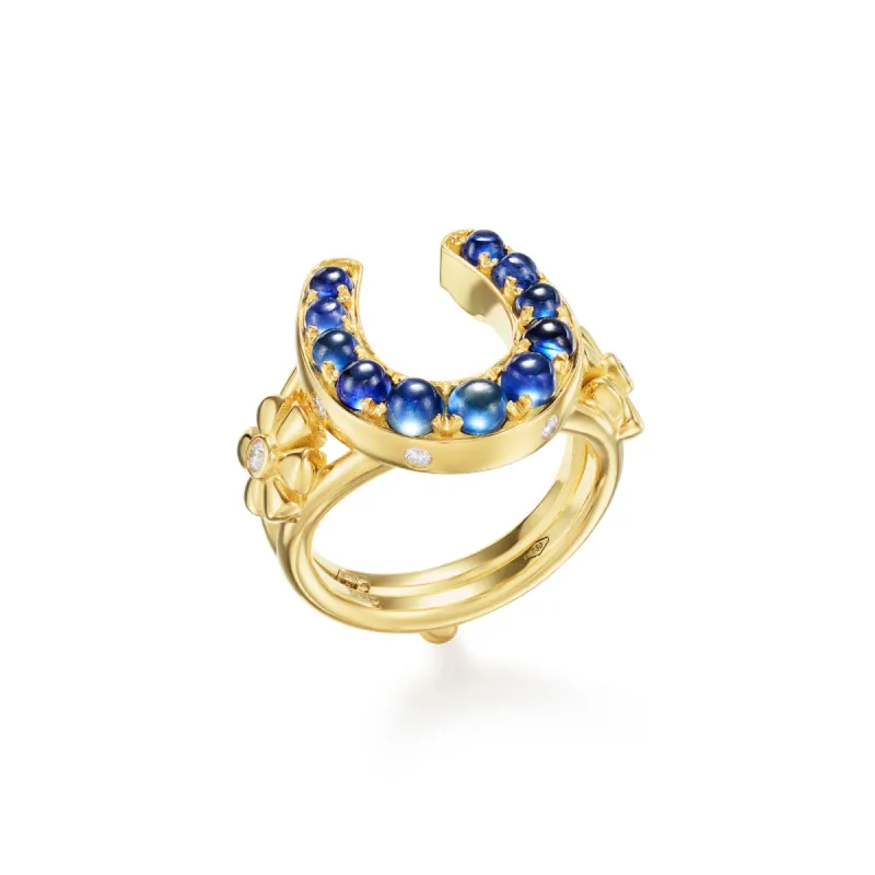 18K Sapphire Horseshoe Ring sold by TEMPLE ST CLAIR