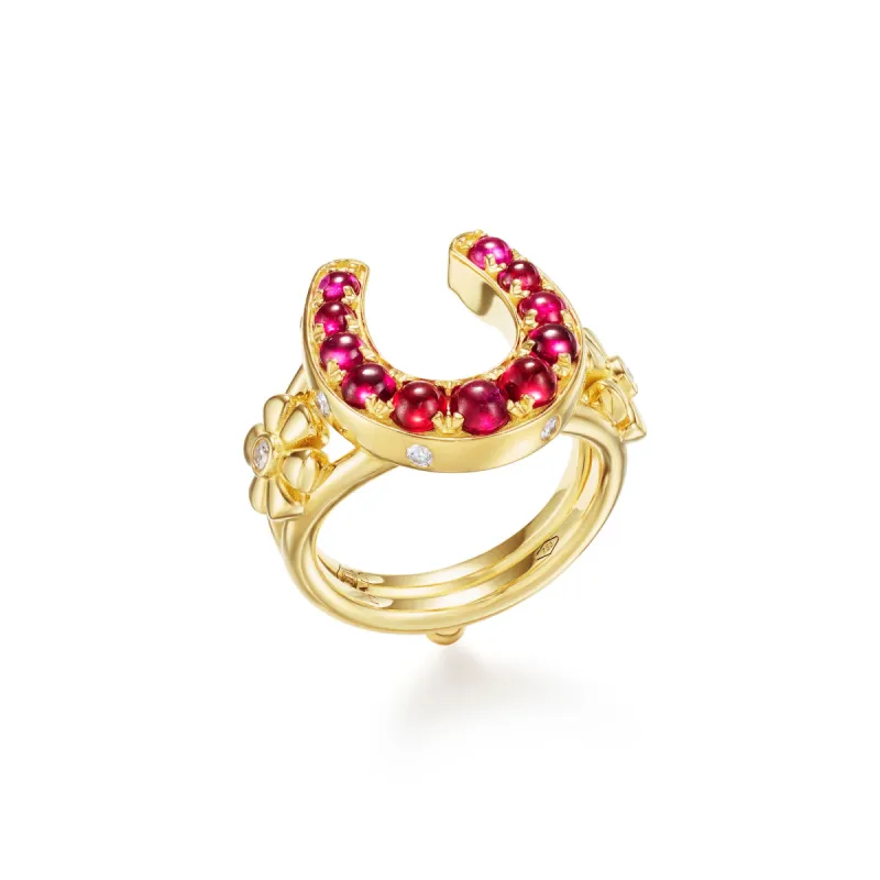 18K Ruby Horseshoe Ring sold by TEMPLE ST CLAIR